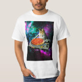 Space dj cat pizza t-shirt (Voorkant)