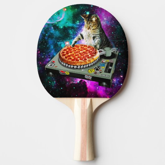 Space dj cat pizza tafeltennisbatje (Voorkant)