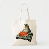 Space dj cat pizza tote bag (Voorkant)