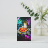 Space dj cat pizza visitekaartje (Staand voorkant)