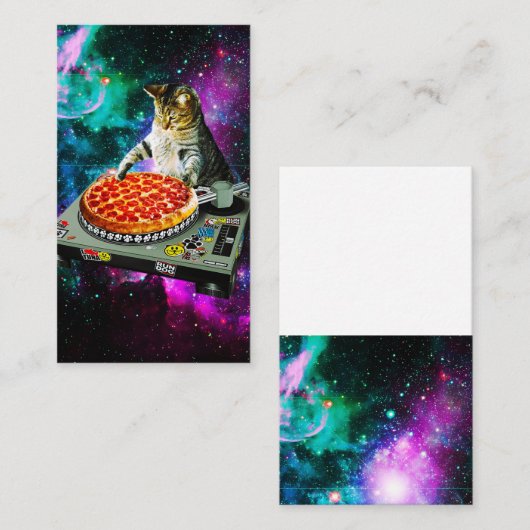 Space dj cat pizza visitekaartje (Voorkant / Achterkant)