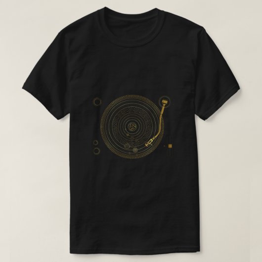 Space DJ grafische Platenspeler van het zonnestels T-shirt (Design voorkant)