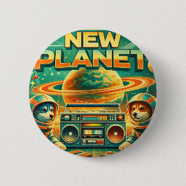 SPACE DOGS RADIO - NIEUWE PLANEET LOGO26 RONDE BUTTON 5,7 CM