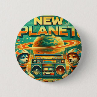 SPACE DOGS RADIO - NIEUWE PLANEET LOGO26 RONDE BUTTON 5,7 CM