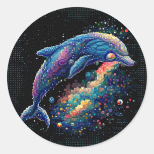 Space Dolphin Ronde Sticker