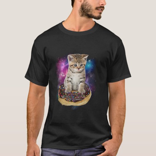 Space Donut Cat Shirt Vliegend Kat Galaxy T Shirt (Voorkant)
