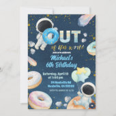 Space donuts Boy Birthday Invitation Kaart (Voorkant)