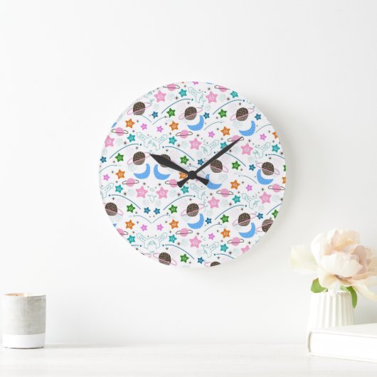Space Doodle Patroon Grote Klok (Huis)