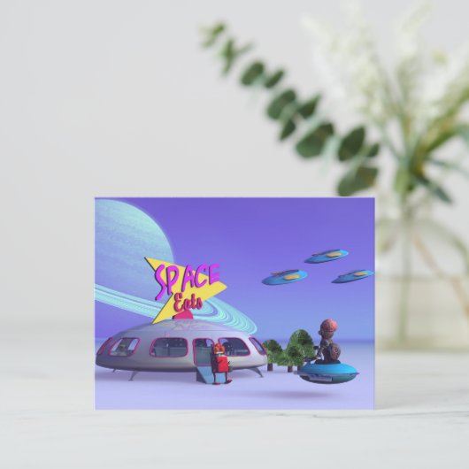 Space Eats Cafe Briefkaart (Staand voorkant)