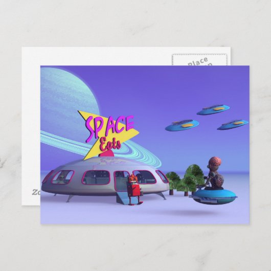 Space Eats Cafe Briefkaart (Voorkant / Achterkant)