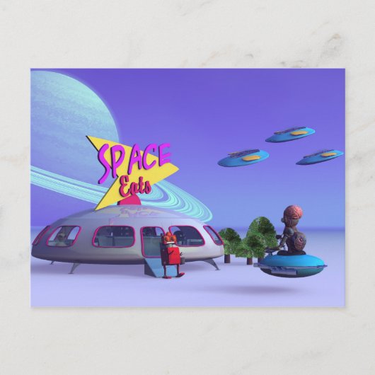 Space Eats Cafe Briefkaart (Voorkant)