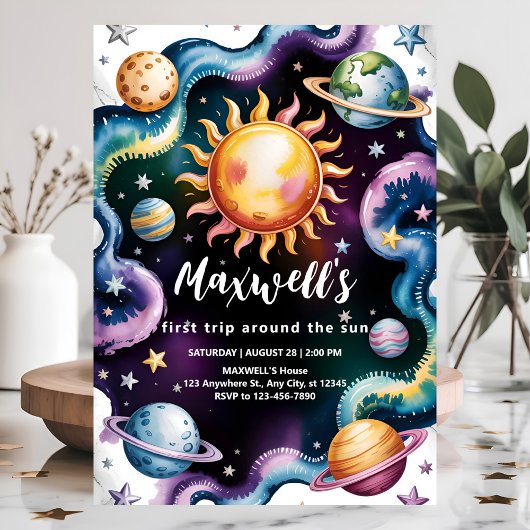 Space "Eerste reis rond de zon" 1e verjaardag Kaart