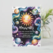 Space "Eerste reis rond de zon" 1e verjaardag Kaart (Staand voorkant)