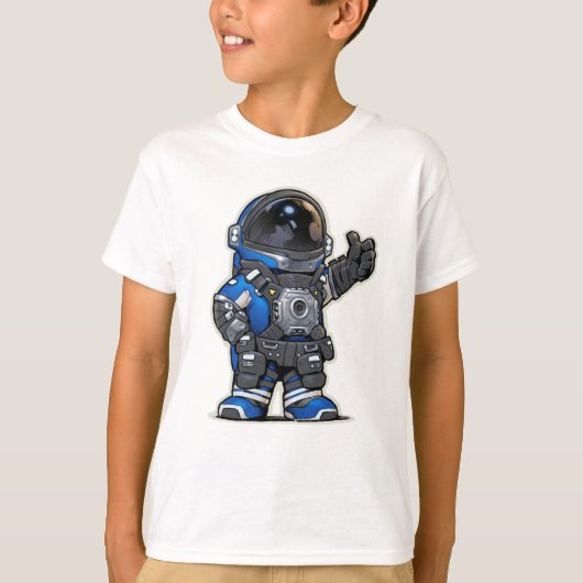 Space Engineers Cartoon Kinder Tshirt - Blauw (Voorkant)
