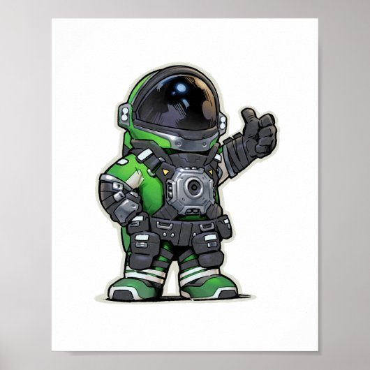 Space Engineers Cartoon Poster - Groen (Voorkant)