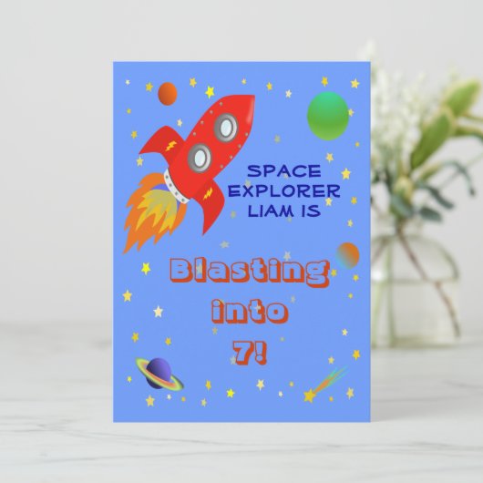 Space Explorer 5x7 Uitnodiging (Staand voorkant)