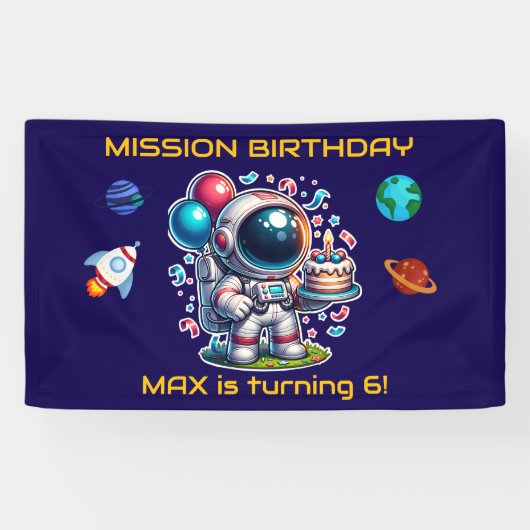  Space Explorer Astronaut Birthday Banner Boy (Horizontaal)
