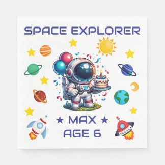 Space Explorer Astronaut Birthday Napkins Custom Servet