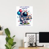 Space Explorer Astronaut Birthday Poster Custom (Thuiskantoor)