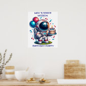 Space Explorer Astronaut Birthday Poster Custom (Keuken)