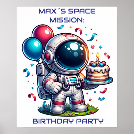 Space Explorer Astronaut Birthday Poster Custom (Voorkant)