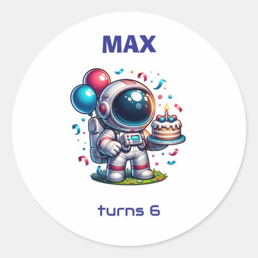 Space Explorer Astronaut Birthday Sticker (Voorkant)