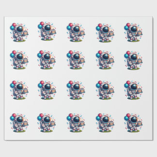 Space Explorer Astronaut Birthday Wrapping Paper  Cadeaupapier