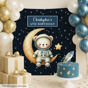 Space Explorer Beer Achtergrond voor Birthday Boy Wandkleed