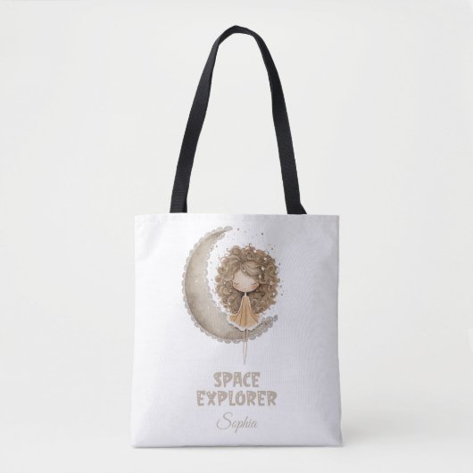 Space Explorer Fairy Moon gepersonaliseerde aangep Tote Bag (Voorkant)