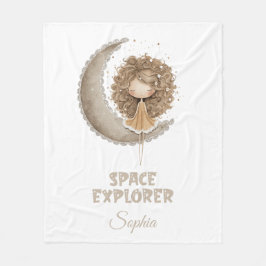 Space Explorer Fairy Moon – Persoonlijke naam Fleece Deken