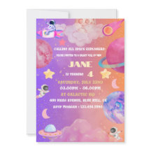 Space Explorer Girl Verjaardag Uitnodiging – Bewer