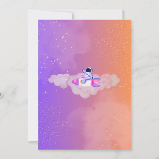 Space Explorer Girl Verjaardag Uitnodiging – Bewer (Achterkant)