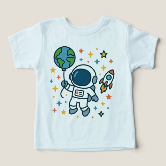 Space Explorer Kid – Astronaut with Earth Balloon (Design voorkant)