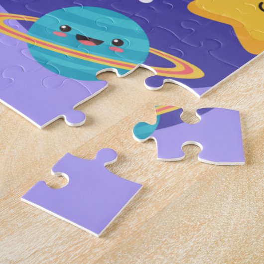 Space Explorer Kids Puzzle | Cute Astronaut & Plan Legpuzzel (Zijkant)
