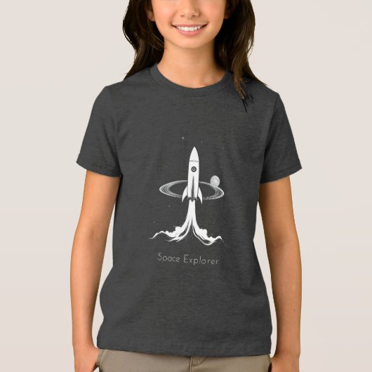 Space Explorer kinder Tri-Blend Shirt (Voorkant)