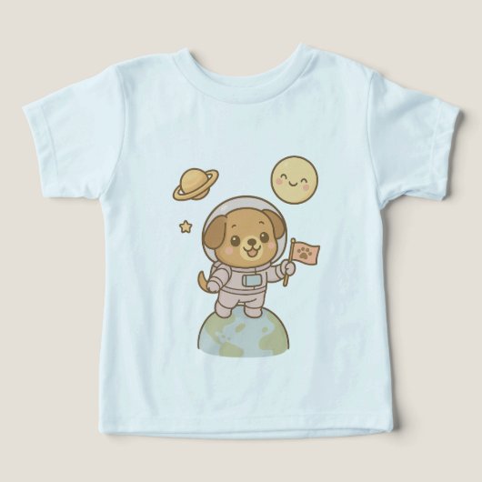 Space Explorer Puppy - Astronaut hond met vlag (Design voorkant)