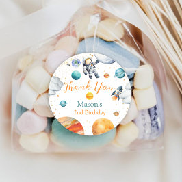 Space Explorer Thank You Birthday Astronaut Planet Ronde Sticker