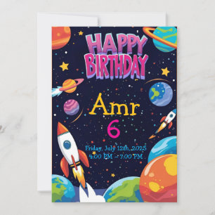 Space Explorer Verjaardag Uitnodiging voor kindere