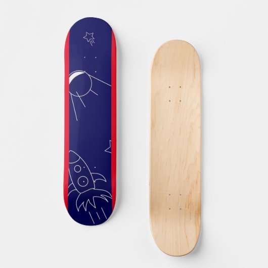 Space Explorers Blauw & Rood, 7 3/4" Skateboard De (Voorkant)