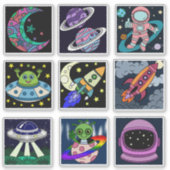 Space Explorers Kids Sticker Sheet (Voorkant)