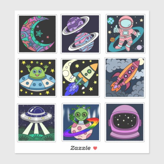 Space Explorers Kids Sticker Sheet (Vel)