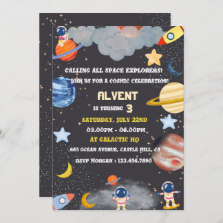 Space Explorers Verjaardag Uitnodiging voor Kinder
