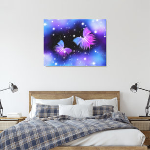 Space Fantasy Butterflies Cosmic Canvas Afdruk