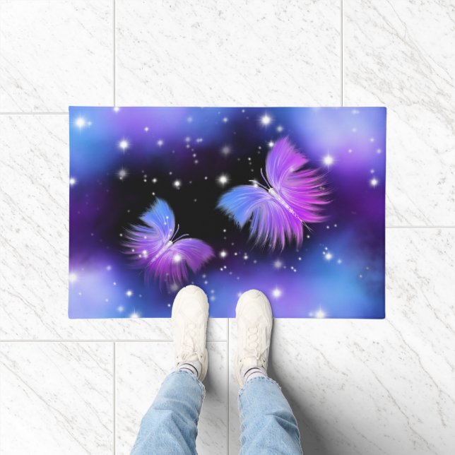 Space Fantasy Butterflies Cosmic Deurmat (Binnen)
