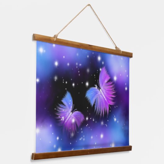 Space Fantasy Butterflies Cosmic Hangend Wandkleed (Gebogen)