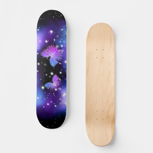 Space Fantasy Butterflies Cosmic Persoonlijk Skateboard (Voorkant)