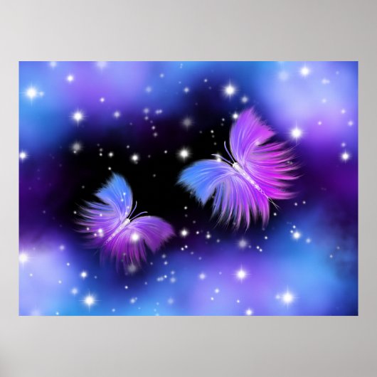 Space Fantasy Butterflies Cosmic Poster (Voorkant)