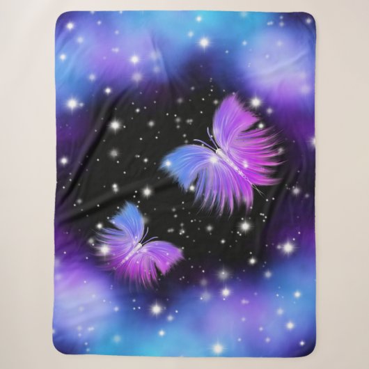 Space Fantasy Butterflies Cosmic Sherpa Deken (Voorkant)