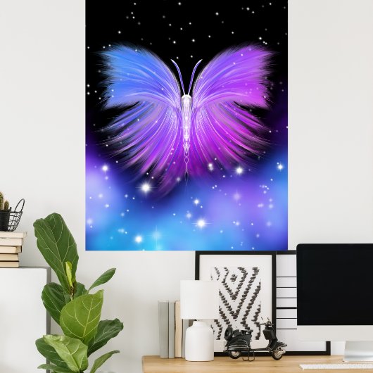 Space Fantasy Butterfly Cosmic Poster (Thuiskantoor)