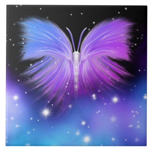 Space Fantasy Butterfly Cosmic Tegeltje (Voorkant)